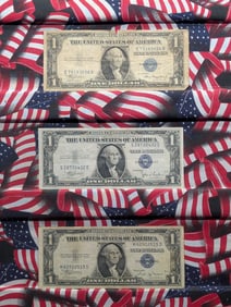 (3) 1935 A-B & C One Dollar Silver Certificates, Circulated