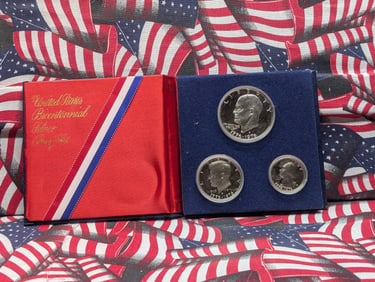 1976-S U.S. Mint Bicentennial Silver Proof Set w/40% Silver IKE Dollar, Kennedy Half Dollar, &