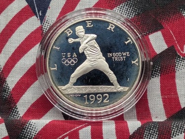 1992-S Olympic Baseball Commemorative Dollar, 90% Silver