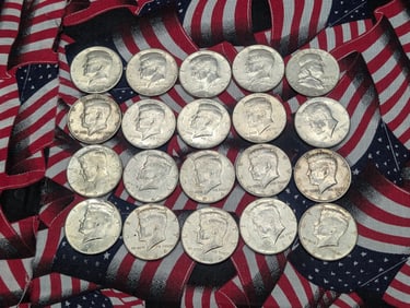 19 Silver 1964-P BU Kennedy Half Dollars, 1-1963Franklin Half Dollar