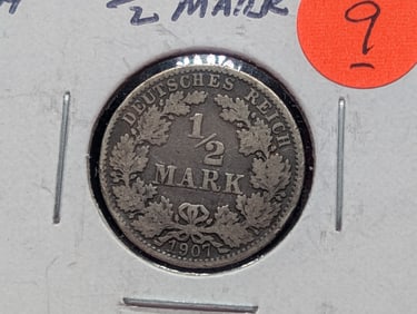1907 A Germany SILVER 1/2 Mark