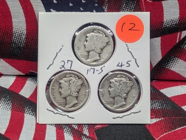 1917- S, 27, 45 Mercury Dimes