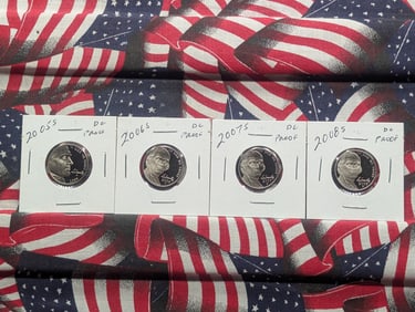 2005-S Ocean In View Lewis & Clark, 2006-S, 2007-S, 2008-S DC Proof Jefferson Nickels FS
