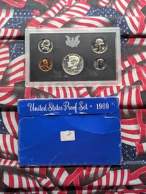 1969 S US Mint Proof Set. OGP. Contains 40% Silver Kennedy 50c