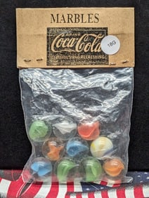 Bag of Vintage Coca Cola Glass Marbles