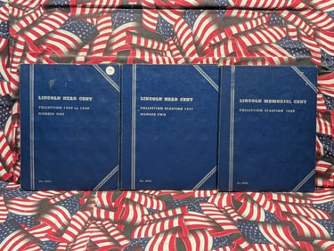 Lot of (3) Partial Lincoln Cent Albums, 155 Coins Total