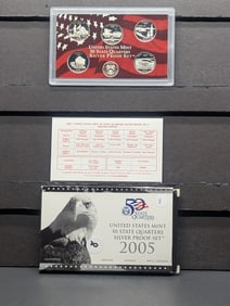 2005-S U.S. Mint Fifty State Quarters Silver Proof Set In OGP With COA