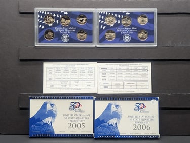 2005-S & 2006-S U.S. Mint Fifty State Quarters Proof Sets In OGP With COA