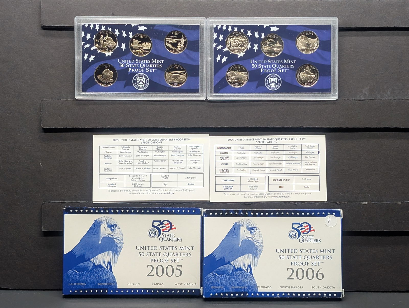 2005-S & 2006-S U.S. Mint Fifty State Quarters Proof Sets In OGP With COA (1 of 5)