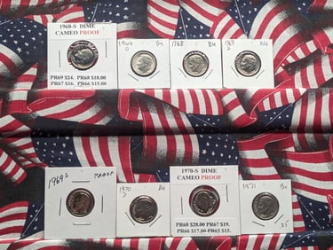 1968 PD&S, 1969-D&S, 1970 D&S, & 1971 Proof & Unc. Roosevelt Dimes