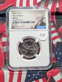 2022-D MS67 "Maya Angelou" Women's Qtr., (Graded by NGC)
