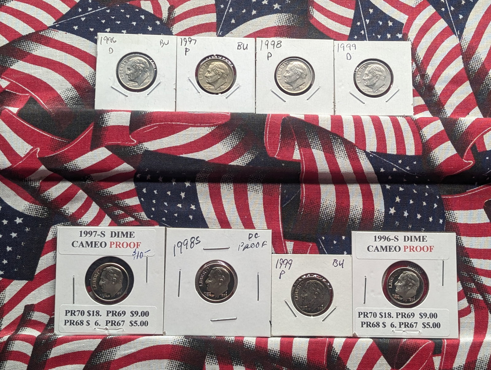 1996 D&S, 1997 P&S, 1998 P&S, 1999 P&S Proof & Unc. Roosevelt Dimes (1 of 7)