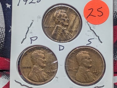 1928 P,D,S Lincoln Pennies