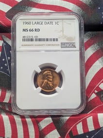 1960 Large Date Lincoln Memorial Cent, MS 66 RD