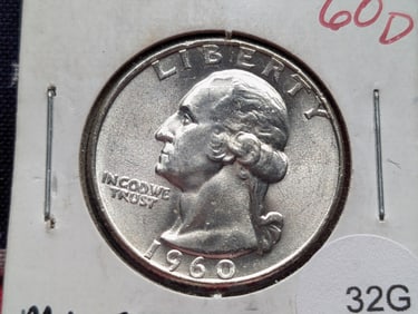 1960-D Washington 25c. GEM BU. 90% Silver