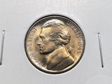 1945-D GEM BU Jefferson Silver Nickel, WWII Era
