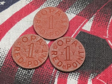 3-WWII Food Ration Tokens, OPA Red Point