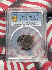 1959-P Jefferson Nickel, PCGS MS65 Mint Error, Improperly Annealed