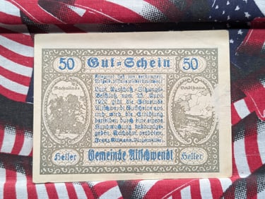 1920 Austria Notgeld 50 Heller Note. Tough Post WWI Currency. UNC