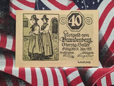 1921 Austria Brandenburg 40 Heller Note. CRISP UNC. Tough Post WWI Currency