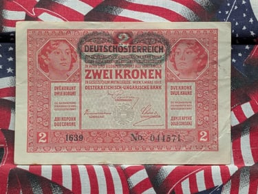1917 Austria 2 Kronen Note. Tough WWI Currency