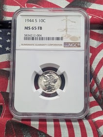 1944-S Mercury Dime, NGC MS 65 FB