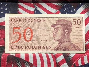 1964 Indonesia 50 Sen Note. GEM CRISP UNC