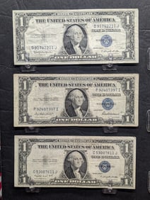 3 - 1935 One Dollar SILVER Certificates F, G, & H