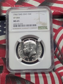 1966 Kennedy Half Dollar, SMS DDO, NGC MS 65