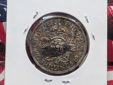 1941 Great Britain Florin-2 Shillings .500 Silver AU Toned