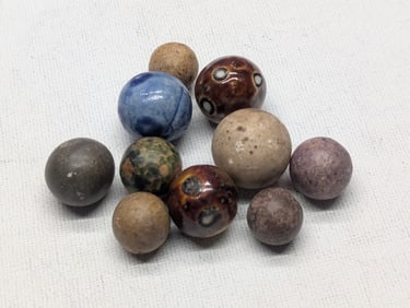 10 Civil War Era Marbles, 1860's, With Bennington's