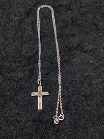 Sterling SILVER Necklace w/ SILVER Cross