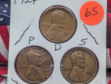 1924 P, D, S Lincoln Pennies