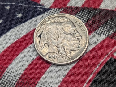 1937, XF-AU, Bold Details, Full Horn and Tail, Buffalo Nickel, 88 Years Old