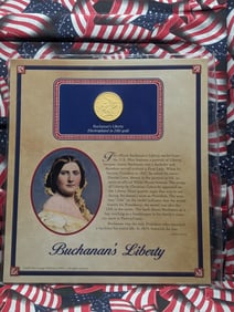 James Buchanan & First Lady, 24kt Gold Electroplated Coin, Including Explanation Page, In Protective