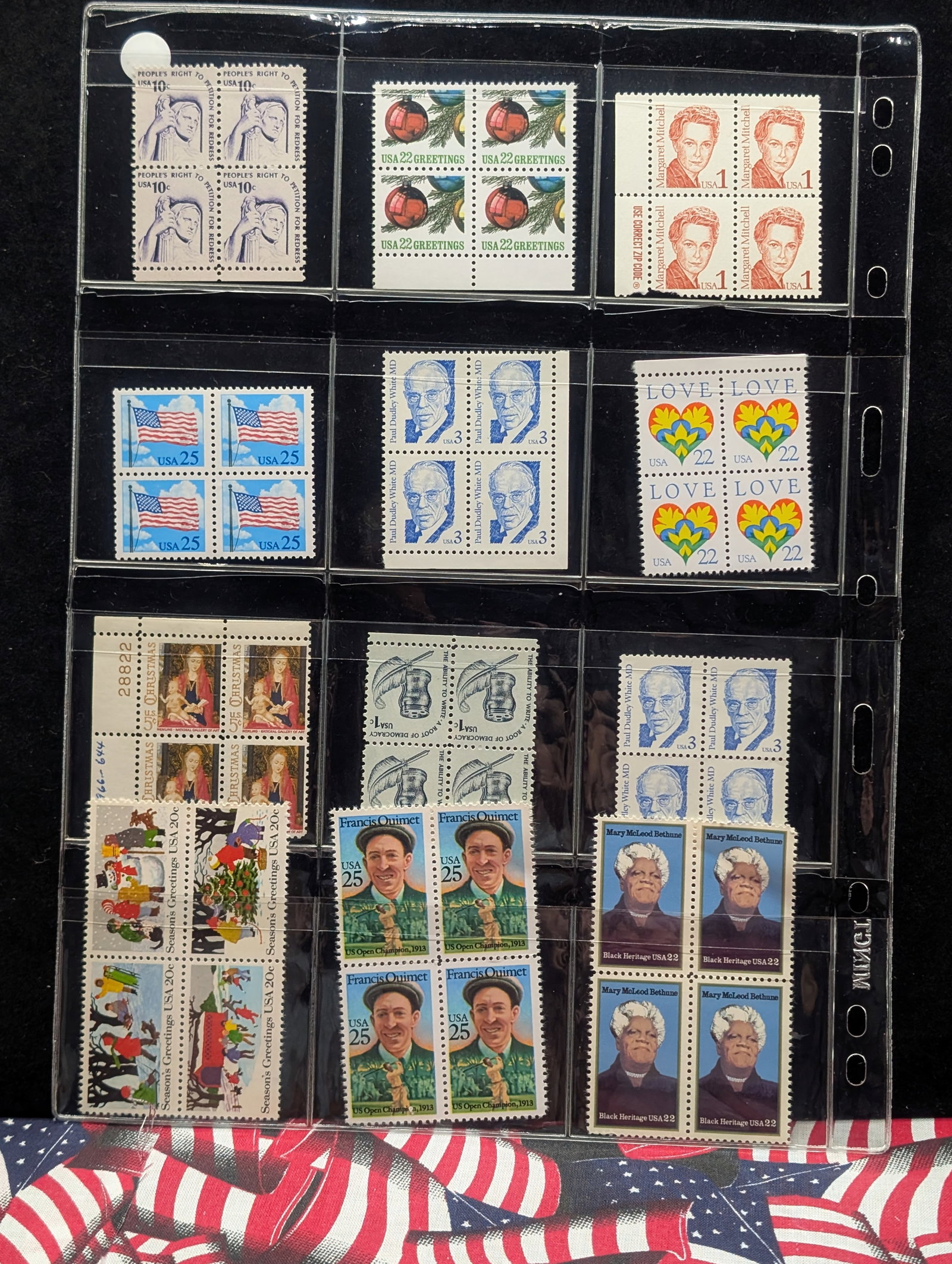 (12) Assorted U.S. Four Block Stamps: (12) Assorted U.S. Four Block Stamps