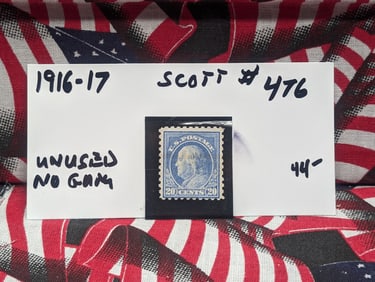 1916-17 Twenty Cent Franklin Stamp, Scott # 476, Unused, No Gum