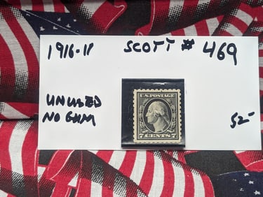 1916-17 Seven Cent Washington Stamp, Scott # 469, Unused, No Gum