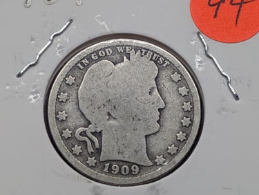 1909- D Barber Quarter