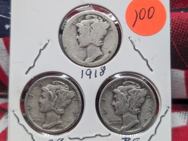 1918, 1928, 1938 Mercury Dimes