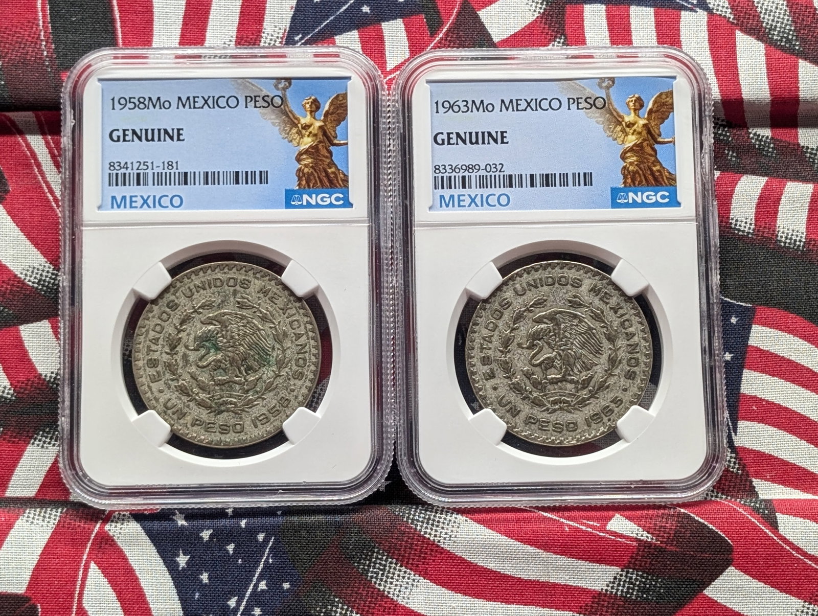 1963-Mo & 1958-Mo Mexico Pesos - Both NGC GENUINE (2 Coins): 1963-Mo & 1958-Mo Mexico Pesos - Both NGC GENUINE (2 Coins)