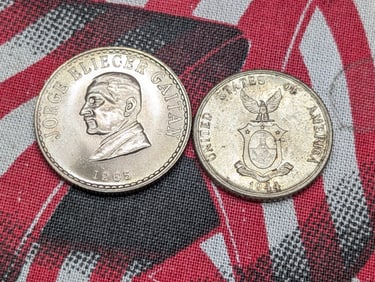 1965 Colombia 20 Centavos & 1944-D Philippines 20 Centavos, 75% Silver 4 Grams