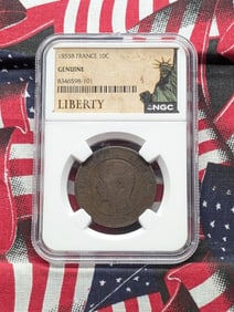 1855-B France 10 Centimes - NGC GENUINE