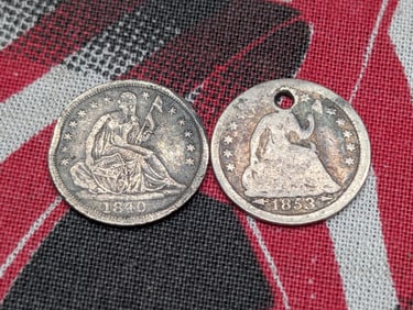 1840 Damaged & 1853 w/Arrows Holed Seated Liberty Half Dimes