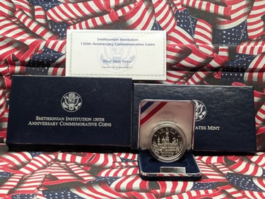 1996-P PROOF Smithsonian Institution 150th Anniv. Commemorative Silver Dollar in OGP w/ COA