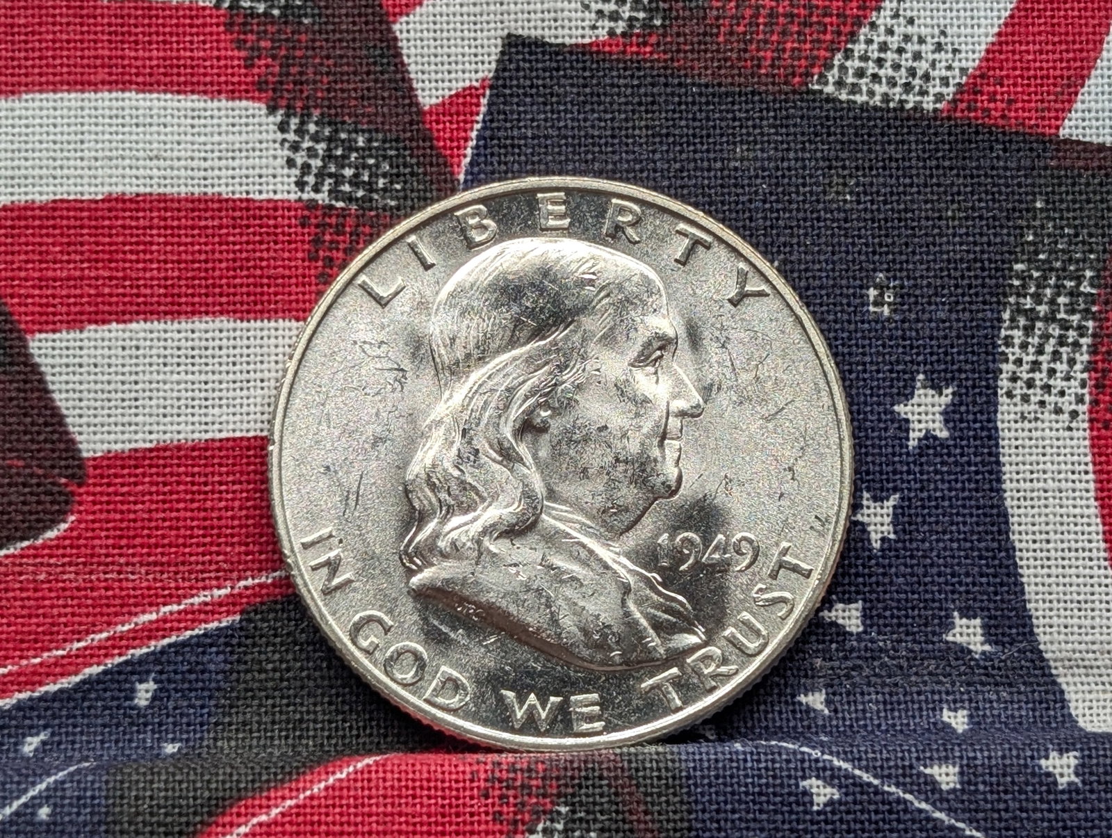 1949-D Frankin Silver Half Dollar *BRILLIANT UNC*: 1949-D Frankin Silver Half Dollar *BRILLIANT UNC*