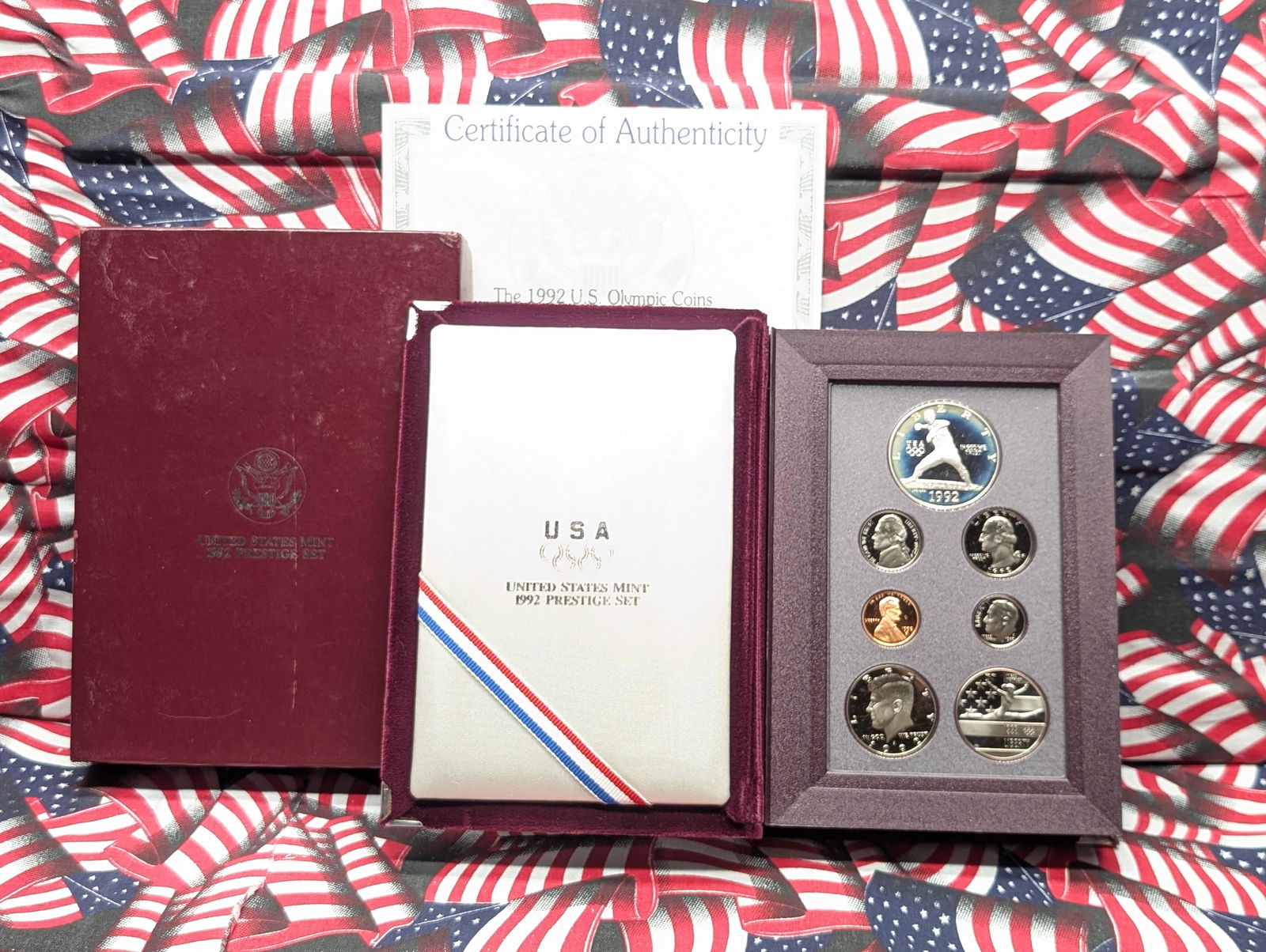 1992-S U.S. Mint Prestige Set in OGP w/ COA - Includes Olympic Baseball Commemorative Silver Dollar (1 of 5)