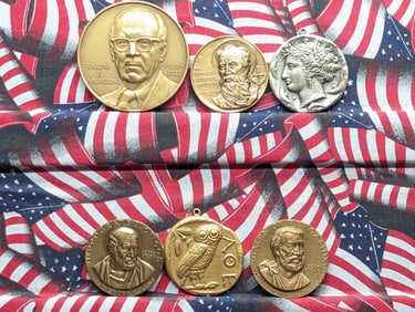 Lot of 6 Various World Figures Commemorative Bronze Medals