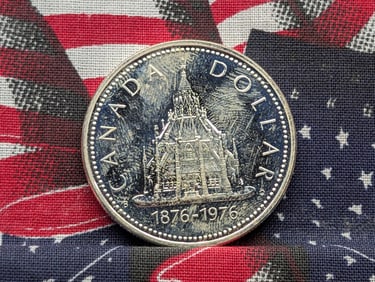 1976 Canada Parliament Library Silver Dollar *GEM PROOF* 50% Silver, 23.32 Grams