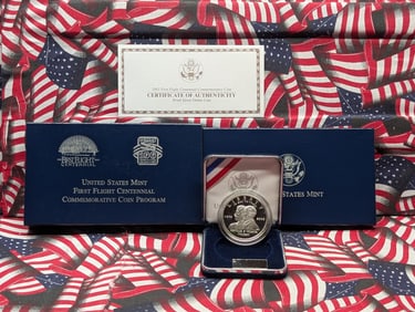2003-P PROOF First Flight Centennial Commemorative Silver Dollar in OGP w/ COA